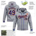 Custom Stitched Gray Royal-Orange Baseball Pullover Sweatshirt Hoodie