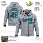 Custom Stitched Gray Teal-Black Baseball Pullover Sweatshirt Hoodie