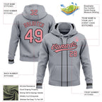 Custom Stitched Gray Medium Pink-Black Baseball Pullover Sweatshirt Hoodie