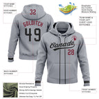 Custom Stitched Gray Black-Crimson Baseball Pullover Sweatshirt Hoodie
