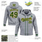 Custom Stitched Gray Green-Gold Baseball Pullover Sweatshirt Hoodie