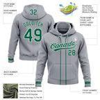 Custom Stitched Gray Kelly Green-White Baseball Pullover Sweatshirt Hoodie