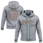 Custom Stitched Gray Medium Pink-Kelly Green Baseball Pullover Sweatshirt Hoodie