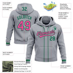 Custom Stitched Gray Pink-Kelly Green Baseball Pullover Sweatshirt Hoodie