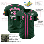 Custom Green Pink-White Authentic Baseball Jersey