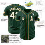 Custom Green White-Old Gold Authentic Baseball Jersey