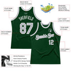 Custom Green Gray-White Authentic Throwback Basketball Jersey