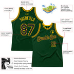 Custom Green Black-Gold Authentic Throwback Basketball Jersey