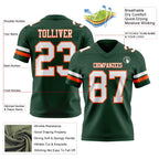 Custom Green White-Orange Authentic Football Jersey