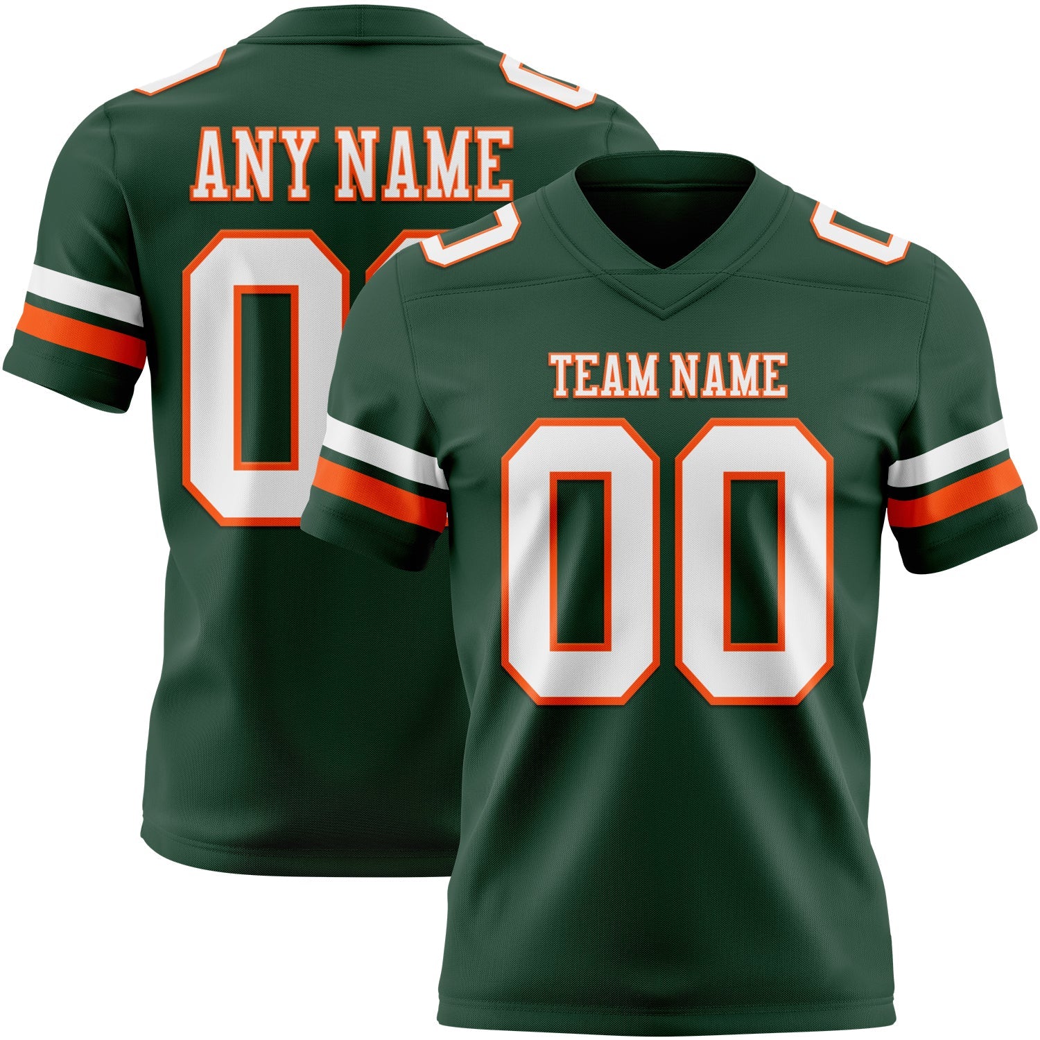 Custom Green White-Orange Authentic Football Jersey