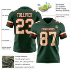 Custom Green Cream-Red Authentic Football Jersey