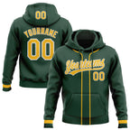 Custom Stitched Green Gold-White Baseball Pullover Sweatshirt Hoodie