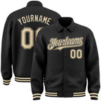 Custom Black Cream Bomber Full-Snap Varsity Letterman Lapel Collar Byron Jacket