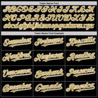 Custom Black Old Gold-White Bomber Full-Snap Varsity Letterman Lapel Collar Byron Jacket