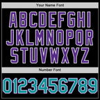 Custom Black Teal-Purple Bomber Full-Snap Varsity Letterman Lapel Collar Byron Jacket