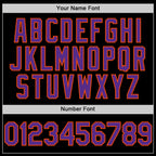 Custom Black Purple-Orange Bomber Full-Snap Varsity Letterman Lapel Collar Byron Jacket