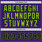 Custom Purple Black-Neon Green Bomber Full-Snap Varsity Letterman Two Tone Hoodie Jacket