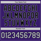 Custom Purple Gray-Black Bomber Full-Snap Varsity Letterman Two Tone Hoodie Jacket