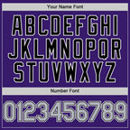 Custom Purple Gray-Black Bomber Full-Snap Varsity Letterman Two Tone Hoodie Jacket