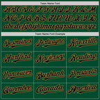 Custom Kelly Green Black-Old Gold Bomber Full-Snap Varsity Letterman Hoodie Jacket