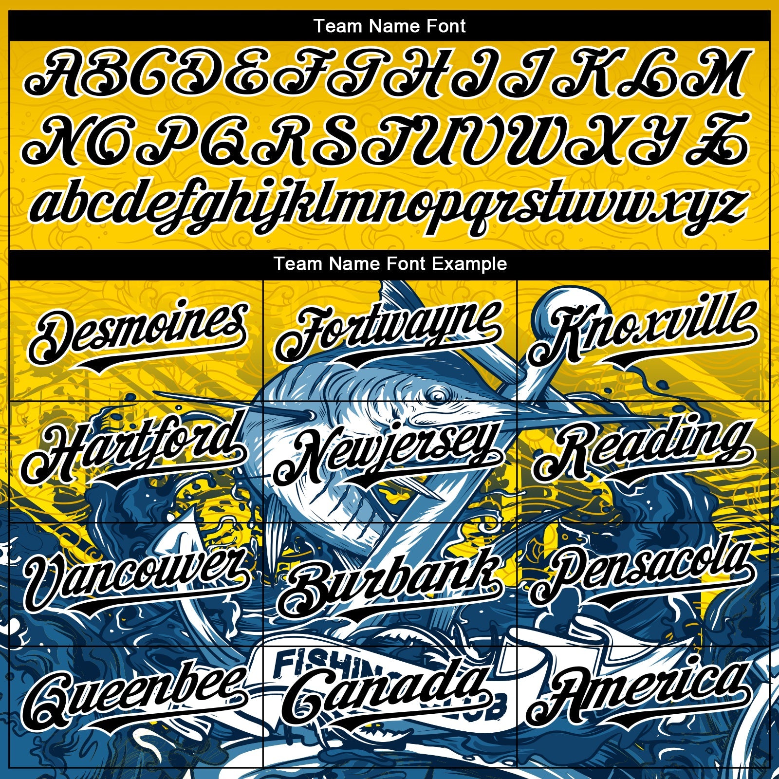 Custom Gold Black-White Marlin Fish Fishing 3D Bomber Full-Snap Varsity Letterman Hoodie Jacket