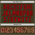 Custom Olive Camo Red-Black Bomber Full-Snap Varsity Letterman Salute To Service Hoodie Jacket