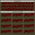 Custom Olive Black-Red Bomber Full-Snap Varsity Letterman Salute To Service Hoodie Jacket