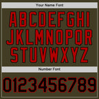 Custom Olive Black-Red Bomber Full-Snap Varsity Letterman Salute To Service Hoodie Jacket