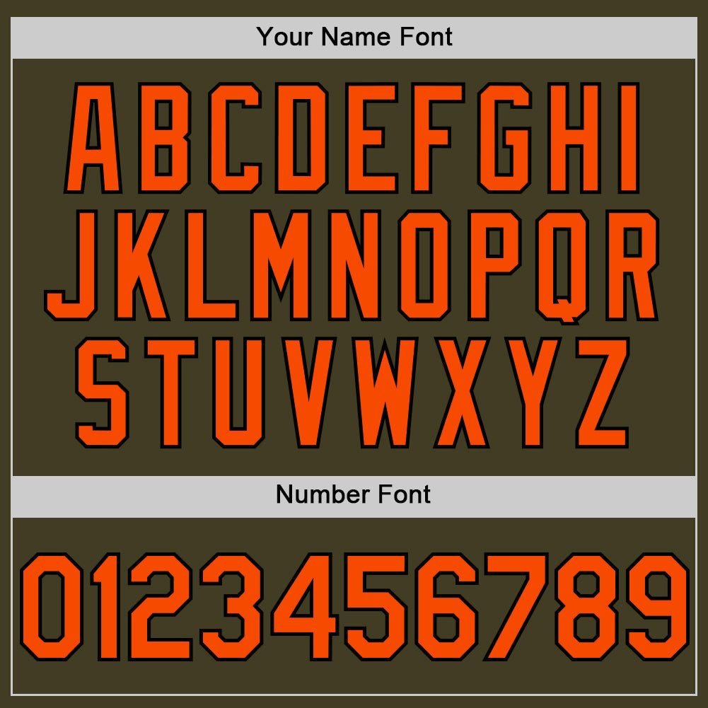 Custom Olive Orange-Black Bomber Full-Snap Varsity Letterman Two Tone Salute To Service Hoodie Jacket