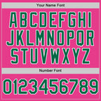 Custom Pink Kelly Green-White Bomber Full-Snap Varsity Letterman Hoodie Jacket