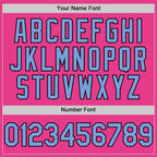 Custom Pink Light Blue-Black Bomber Full-Snap Varsity Letterman Two Tone Hoodie Jacket