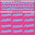 Custom Pink Powder Blue-White Bomber Full-Snap Varsity Letterman Two Tone Hoodie Jacket