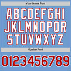 Custom Light Blue Red-White Bomber Full-Snap Varsity Letterman Hoodie Jacket