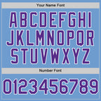 Custom Light Blue Purple-White Bomber Full-Snap Varsity Letterman Hoodie Jacket