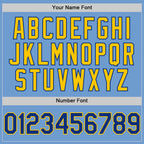 Custom Light Blue Royal-Yellow Bomber Full-Snap Varsity Letterman Two Tone Hoodie Jacket