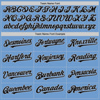 Custom Light Blue Black-Gray Bomber Full-Snap Varsity Letterman Two Tone Hoodie Jacket