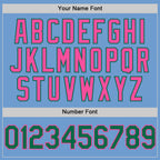 Custom Light Blue Kelly Green-Pink Bomber Full-Snap Varsity Letterman Two Tone Hoodie Jacket