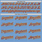 Custom Light Blue Purple-Gold Bomber Full-Snap Varsity Letterman Two Tone Hoodie Jacket