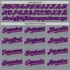 Custom Gray Pink Purple-Black Bomber Full-Snap Varsity Letterman Hoodie Jacket