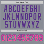Custom Gray Pink Purple-Black Bomber Full-Snap Varsity Letterman Hoodie Jacket