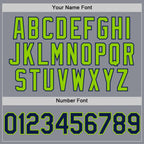 Custom Gray Navy-Neon Green Bomber Full-Snap Varsity Letterman Hoodie Jacket