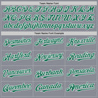 Custom Gray Kelly Green-White Bomber Full-Snap Varsity Letterman Hoodie Jacket