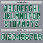 Custom Gray Kelly Green-White Bomber Full-Snap Varsity Letterman Hoodie Jacket