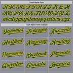 Custom Gray Green-Gold Bomber Full-Snap Varsity Letterman Hoodie Jacket