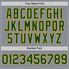 Custom Gray Green-Gold Bomber Full-Snap Varsity Letterman Hoodie Jacket
