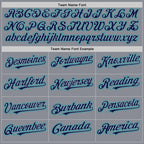 Custom Gray Navy-Teal Bomber Full-Snap Varsity Letterman Hoodie Jacket