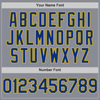 Custom Gray Royal-Yellow Bomber Full-Snap Varsity Letterman Hoodie Jacket
