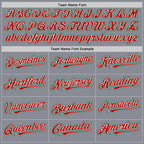 Custom Gray Kelly Green-Red Bomber Full-Snap Varsity Letterman Hoodie Jacket