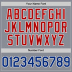 Custom Gray Royal-Red Bomber Full-Snap Varsity Letterman Two Tone Hoodie Jacket