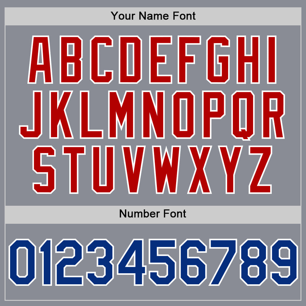 Custom Gray Royal-Red Bomber Full-Snap Varsity Letterman Two Tone Hoodie Jacket